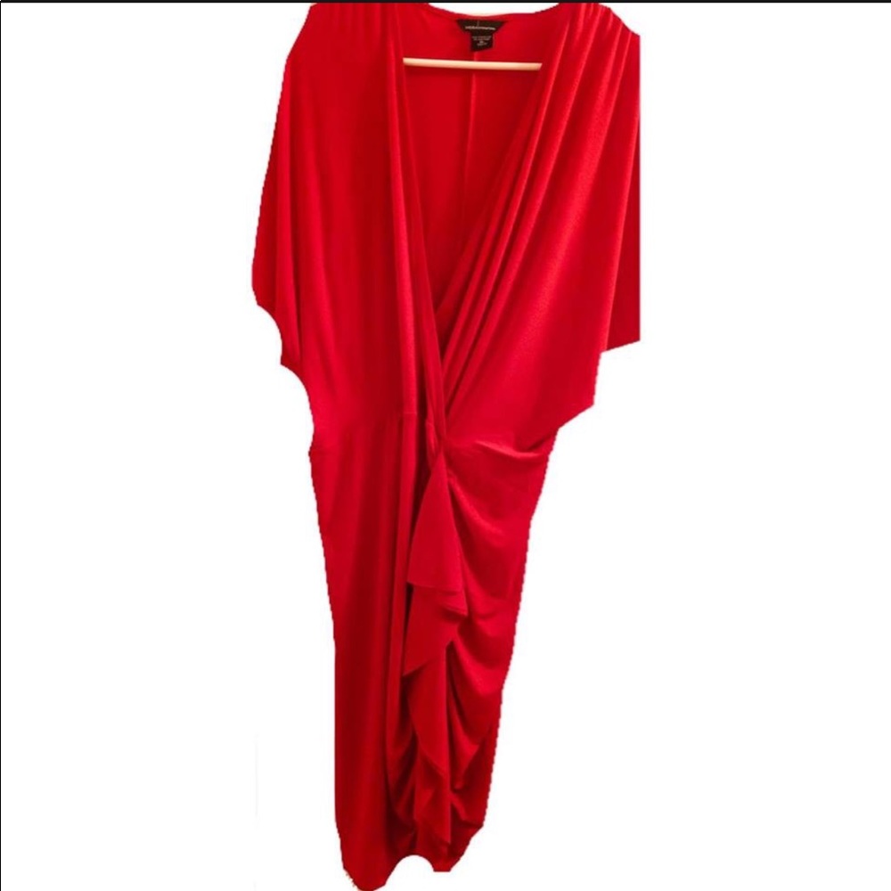 Moda International red v- neck midi wrap dress XL - Picture 4 of 4